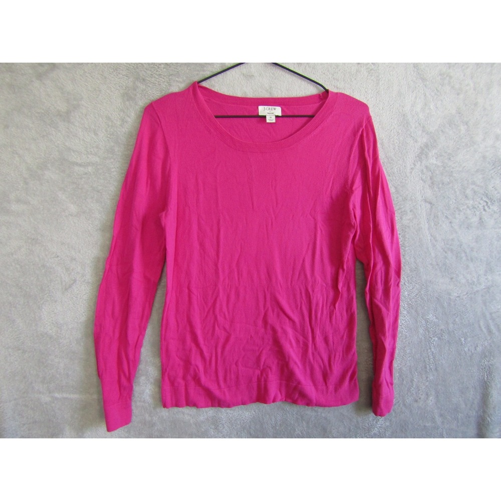 J Crew Teddy Sweater Pink Crewneck Long Sleeve Cotton Blend Size S Office Casual